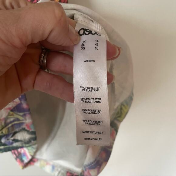 ASOS Floral Textured Short Sleeve Bodycon Dress 10 - Picture 7 of 8